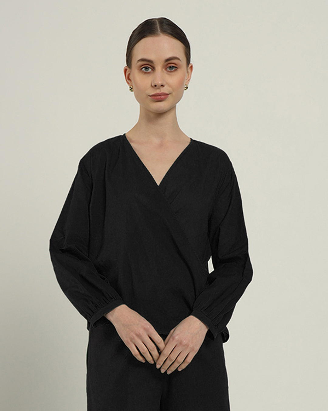 Noir Flare & Wrap Full Sleeves Top (Without Bottoms)