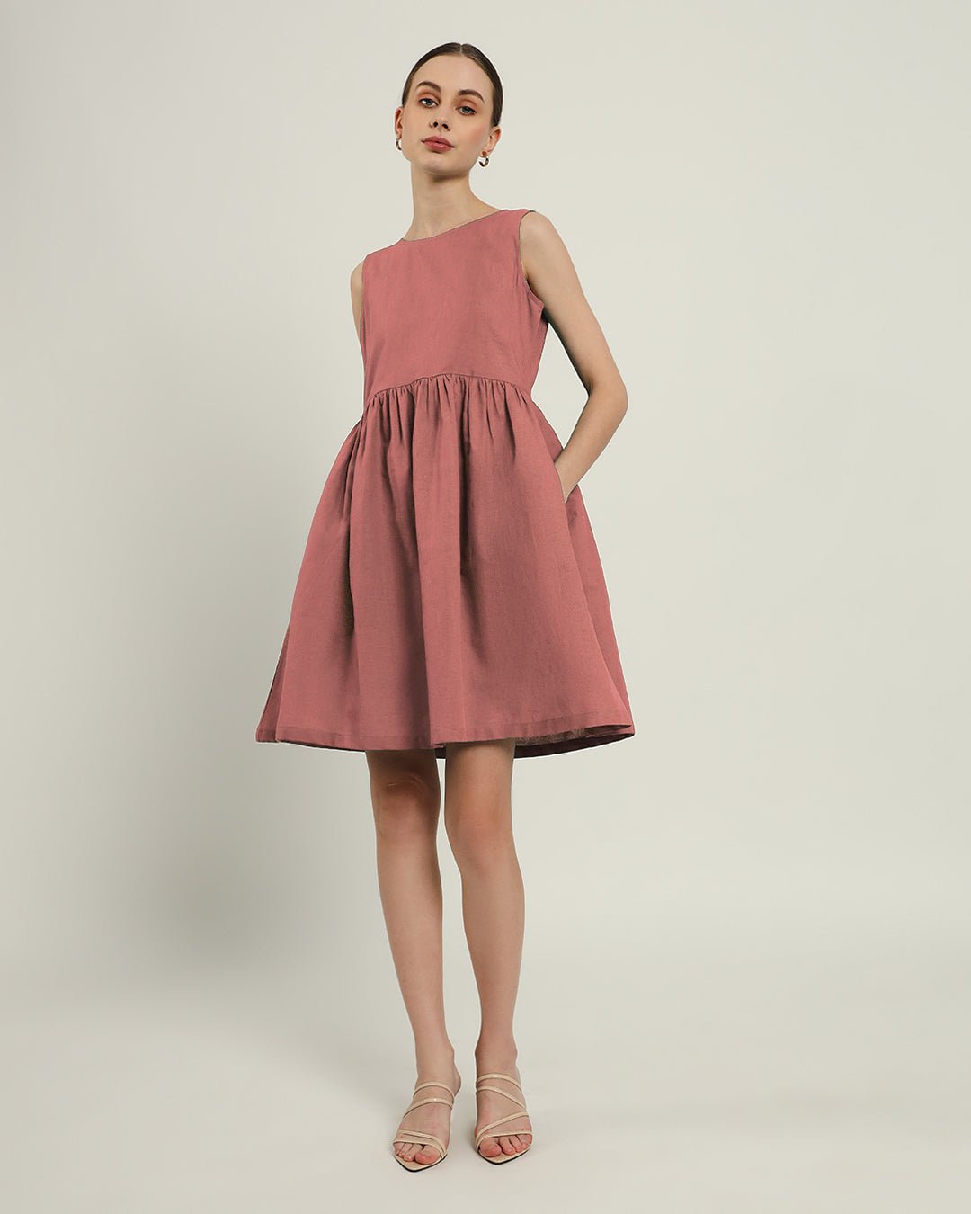 The Chania Ivory Pink Cotton Dress