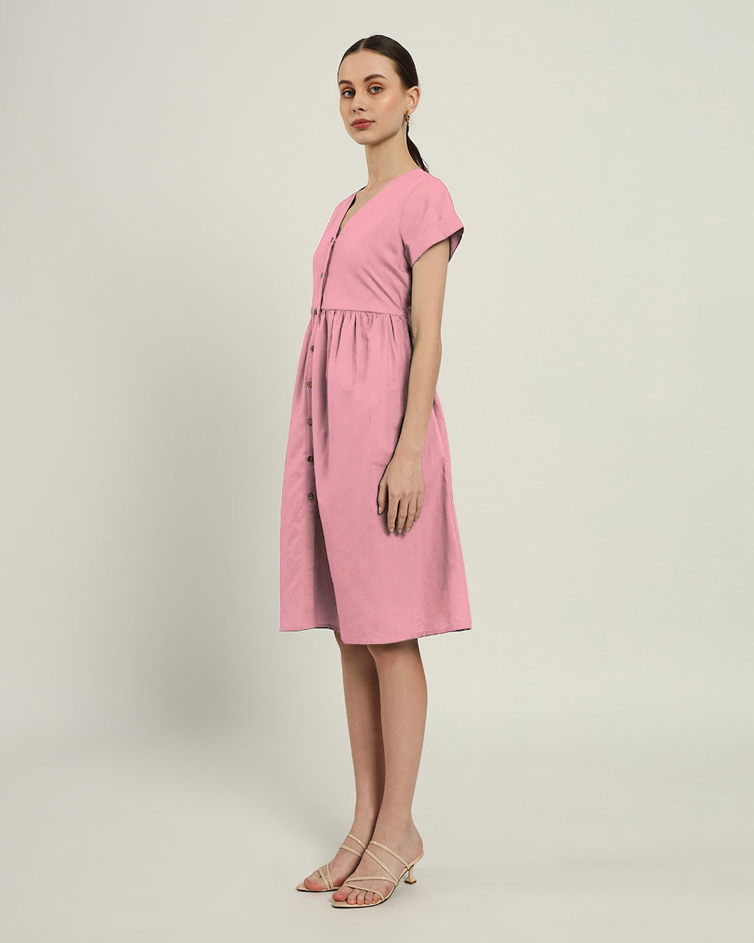 The Valence Fondant Pink Cotton Dress