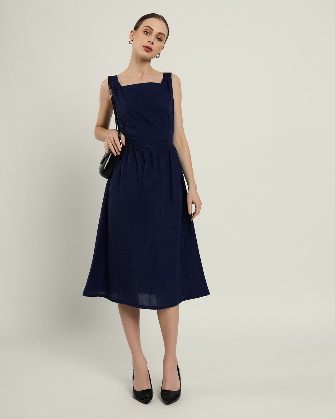 The Mihara Daisy Midnight Blue Linen Dress