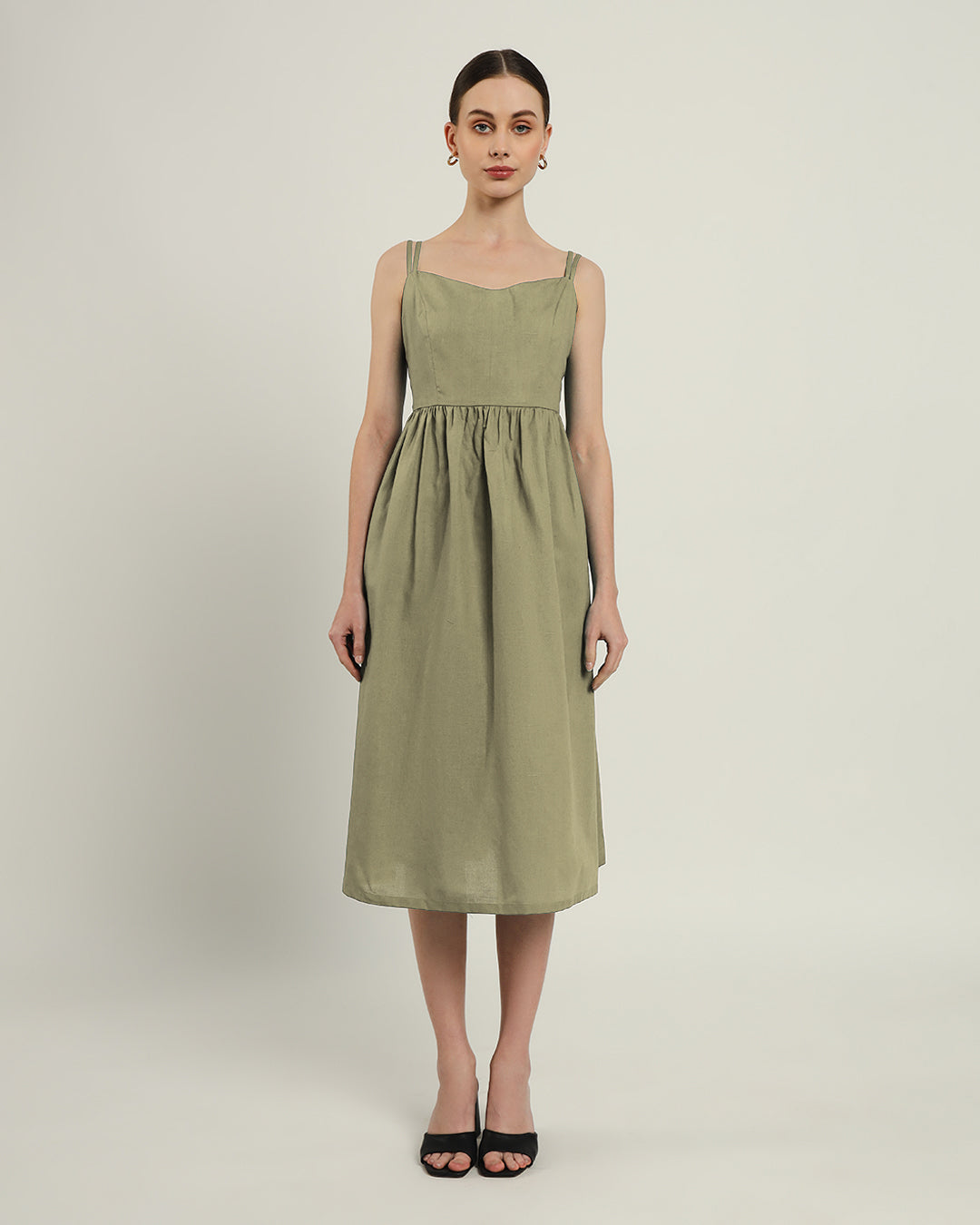 The Haiti Daisy Olive Linen Dress