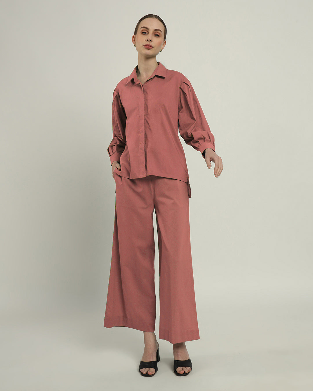 Pants Matching Set- Ivory Pink Flare & Flair