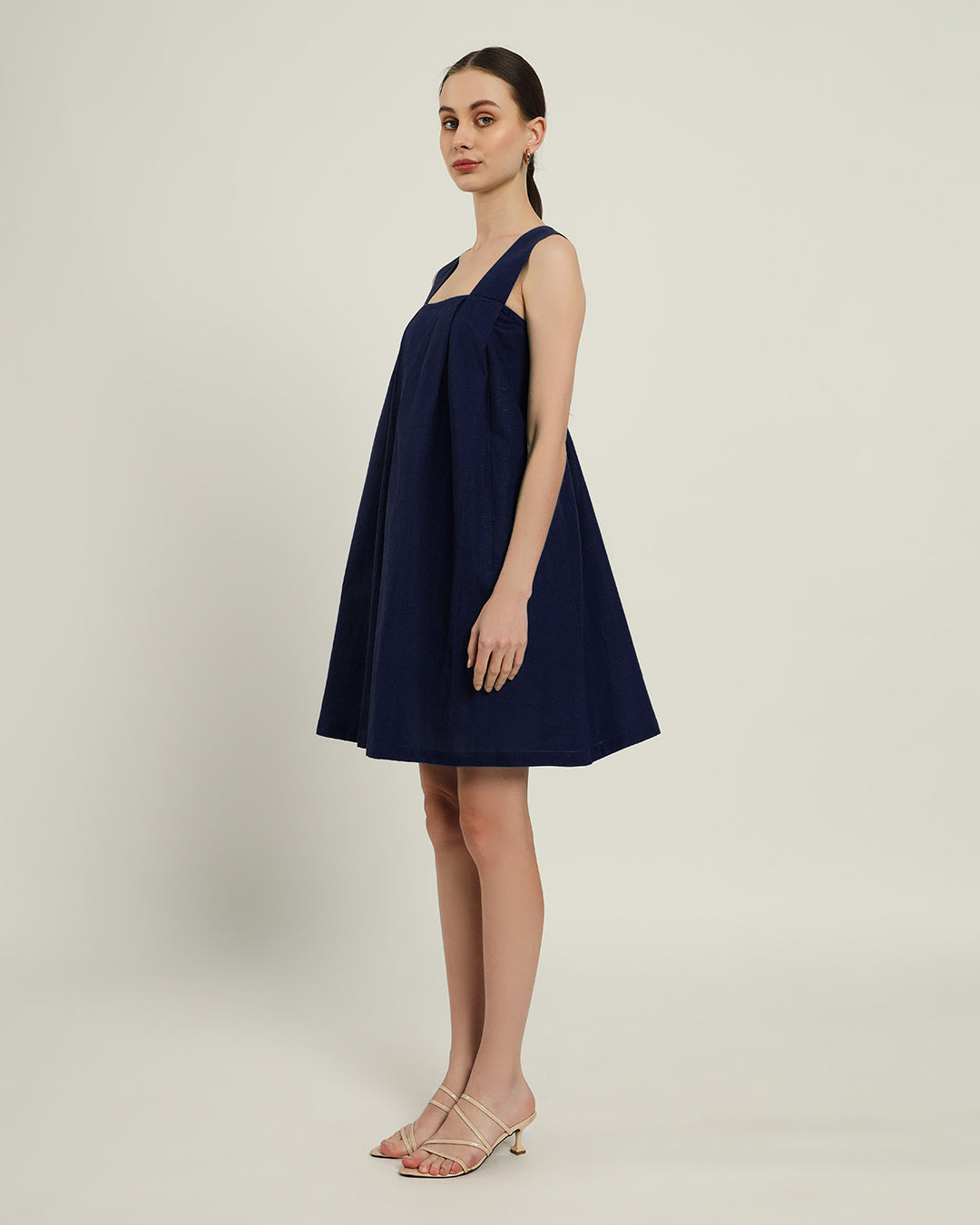 The Larissa Daisy Midnight Blue Linen Dress