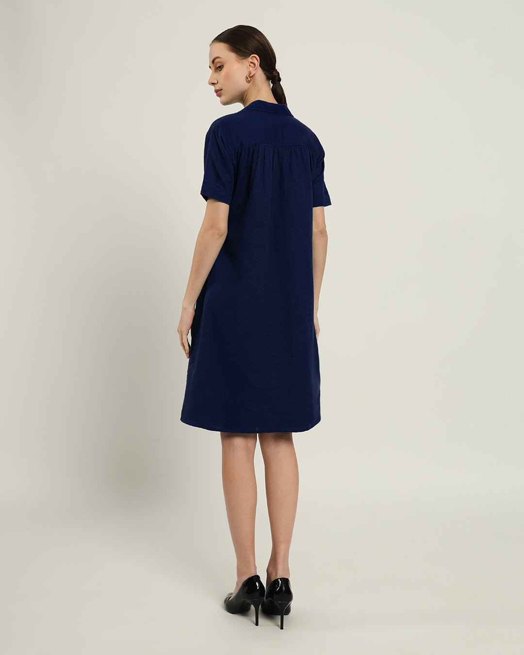 The Lancaster Daisy Midnight Blue Linen Dress