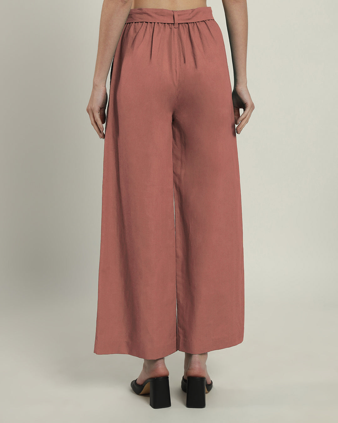 Ivory Pink Wide Pull-On Linen Pants