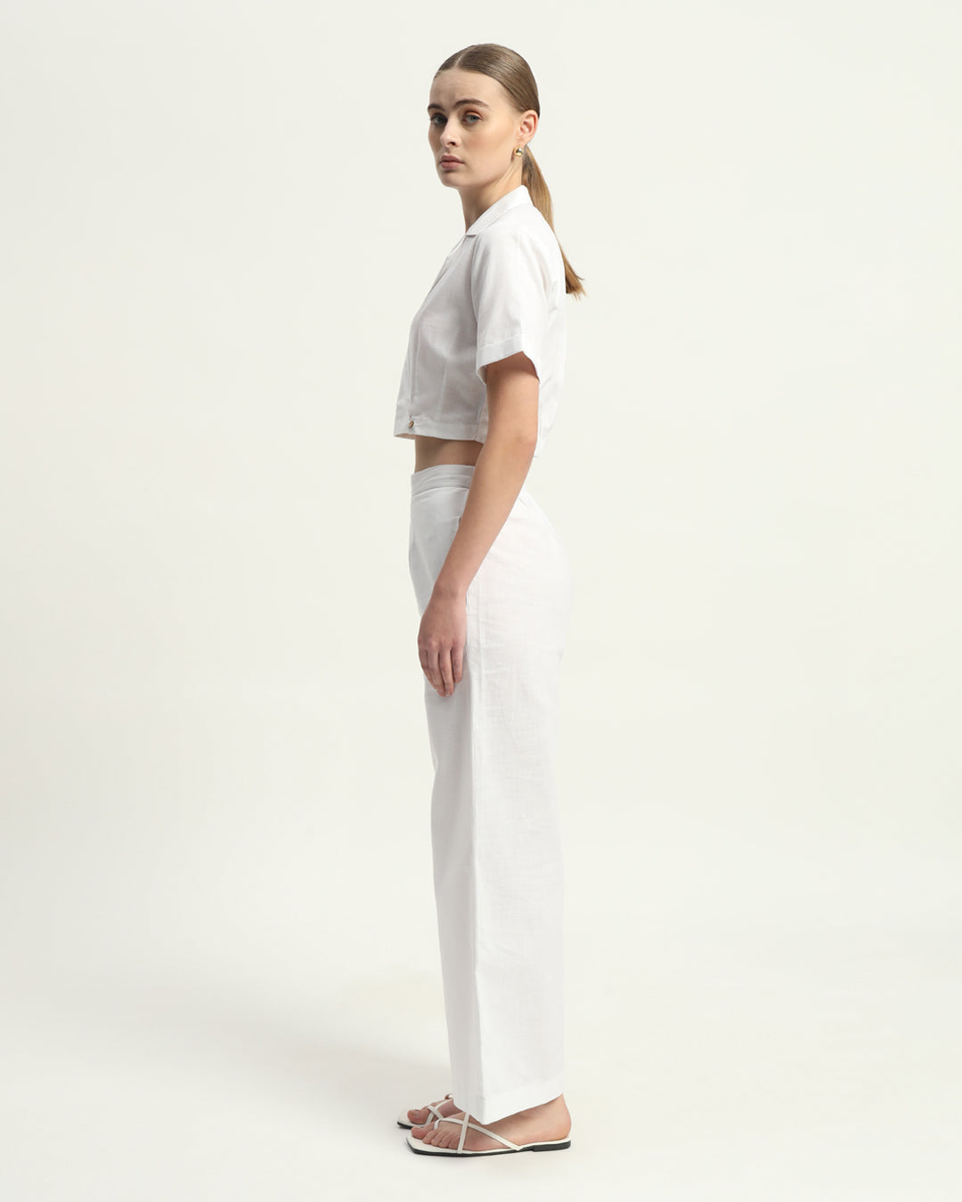 Pants Matching Set- White Lapel Collar