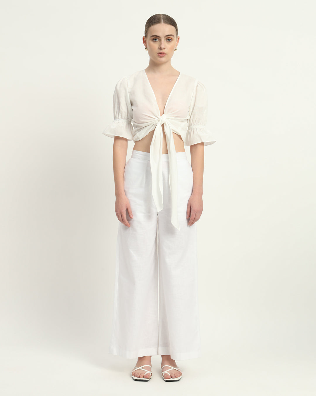 Pants Matching Set- White Bohemian Bliss Linen