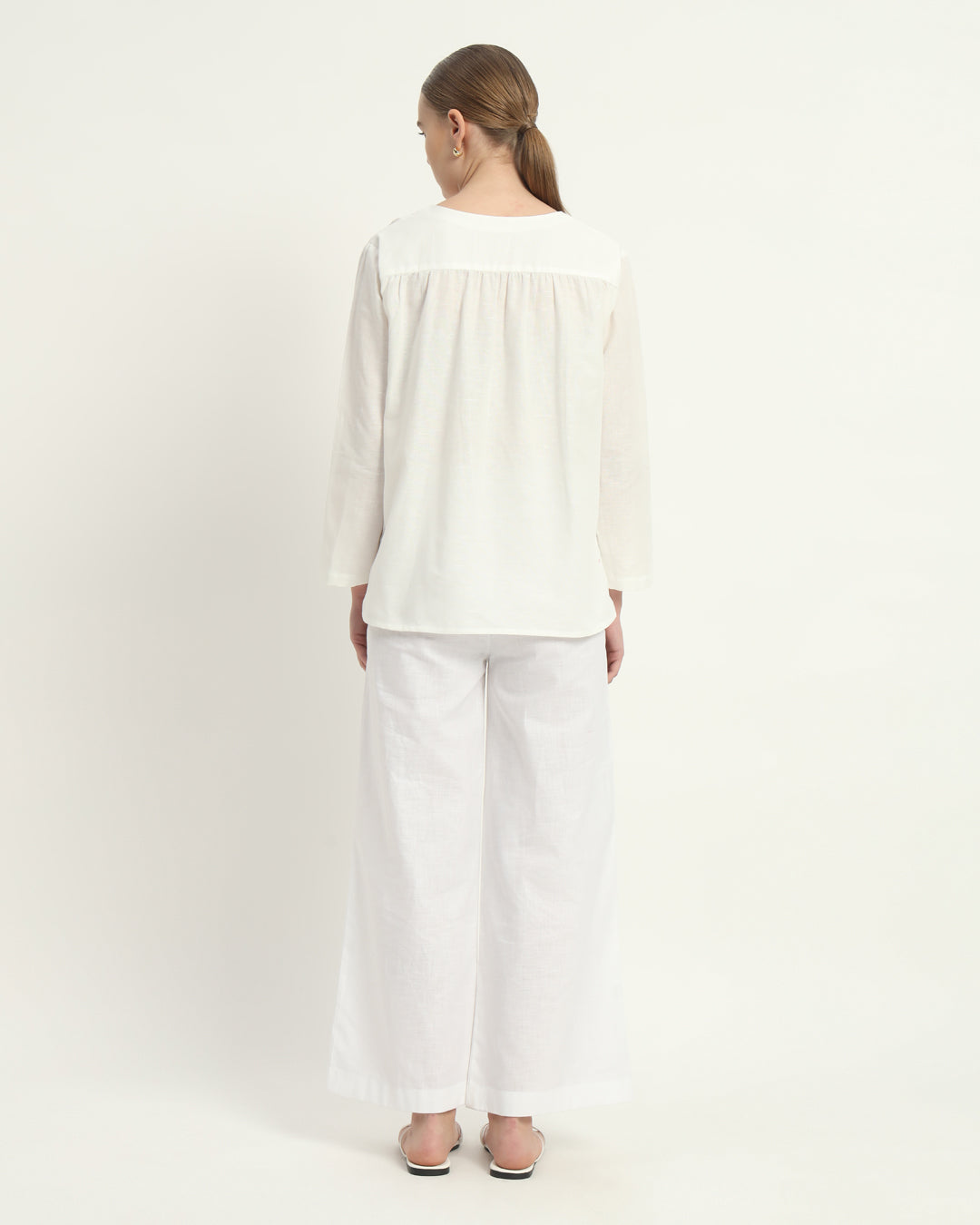 Pants Matching Set- White Classic Grace Linen