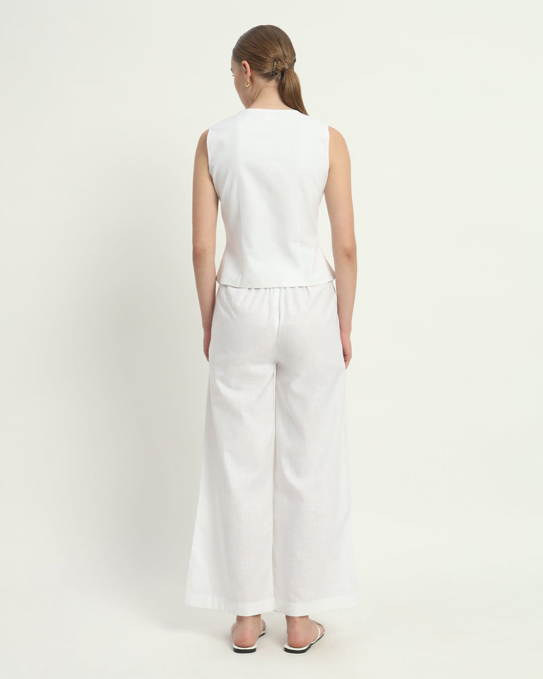 Pants Matching Set- White Linen Downtown Diva