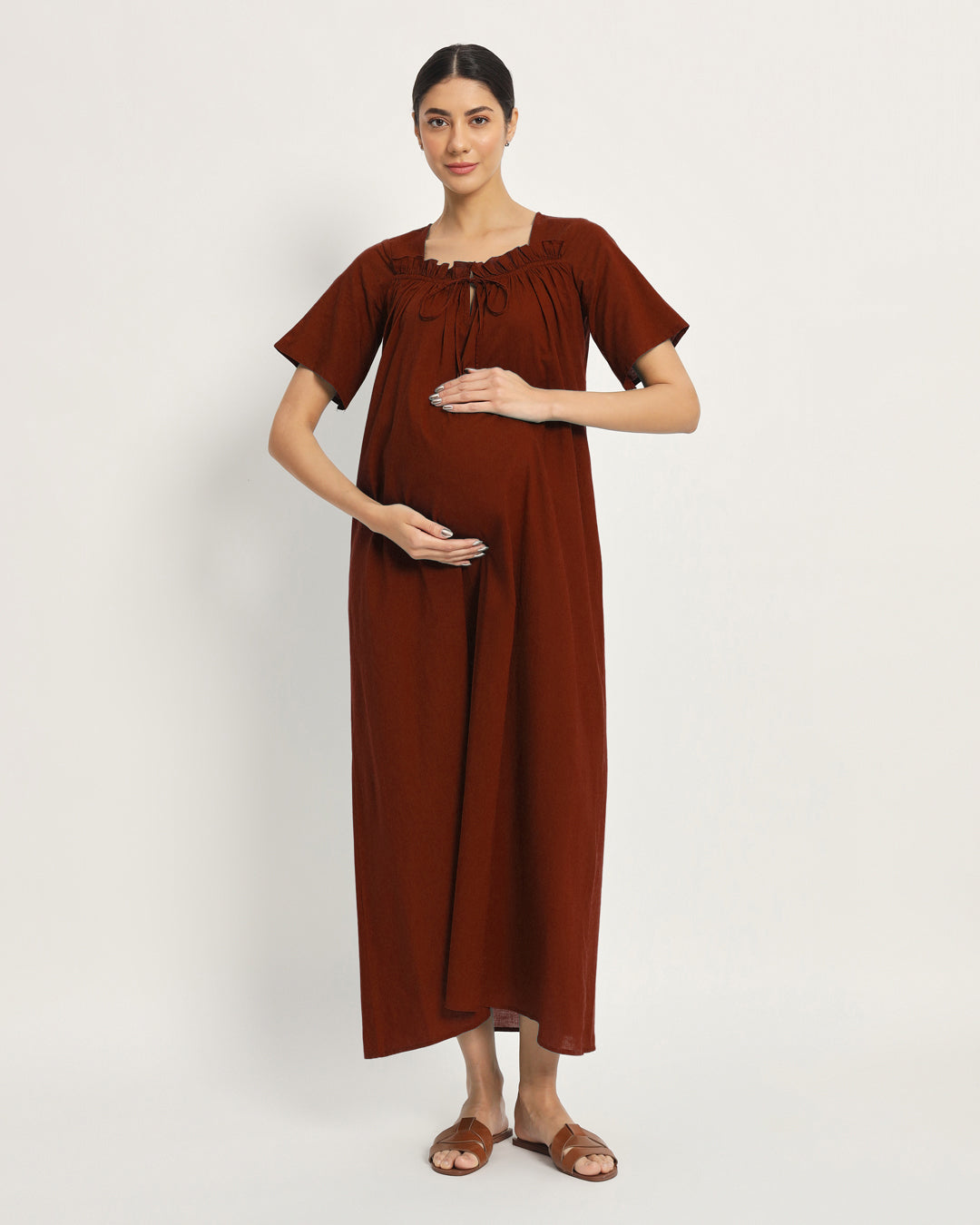 Russet Red Mama's Glow Maternity & Nursing Dress