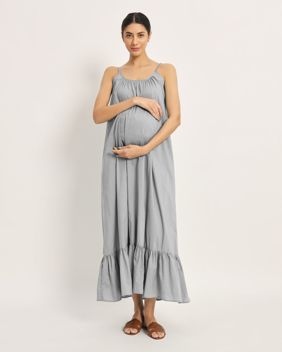 Iced Grey Belly Laugh Maternity & Nursing Dress