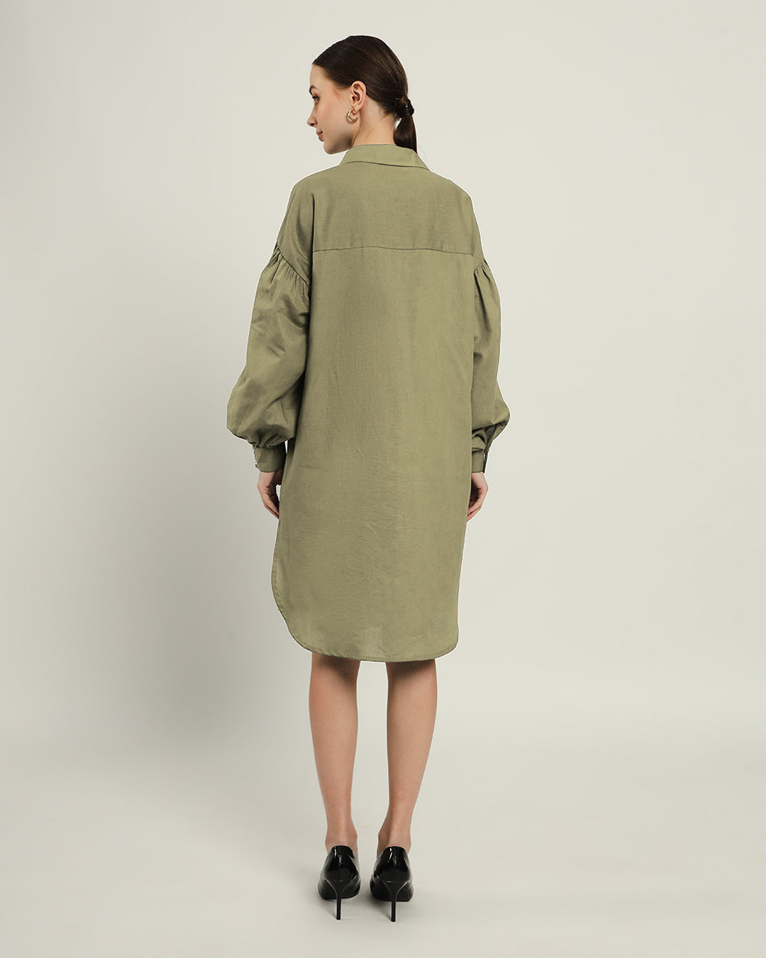 The Derby Daisy Olive Linen Dress