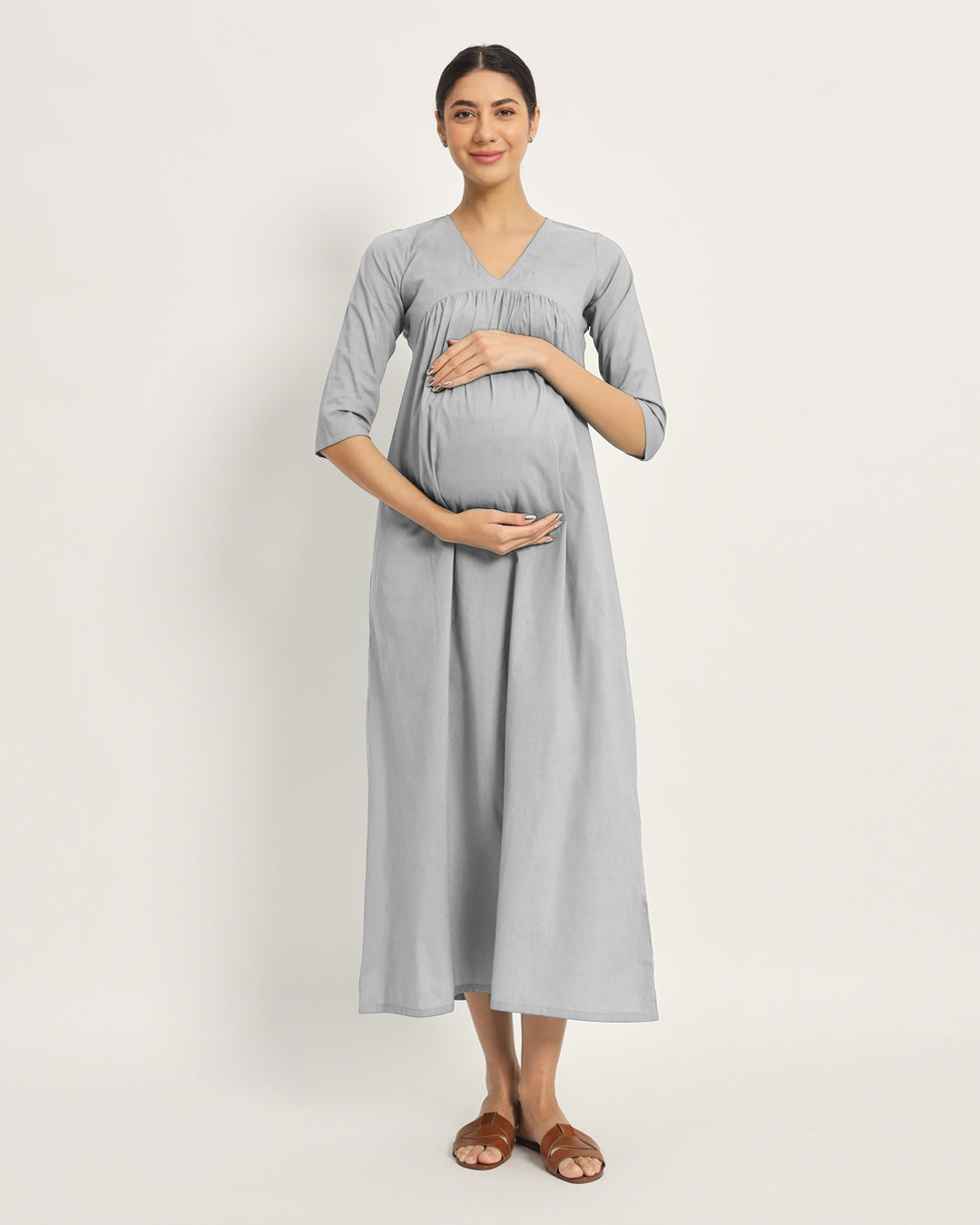Iced Grey Bump Comfort Maternity & Nursing Dress