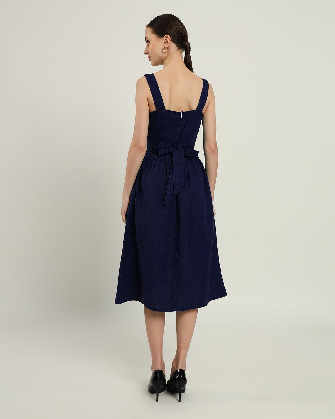 The Mihara Daisy Midnight Blue Linen Dress