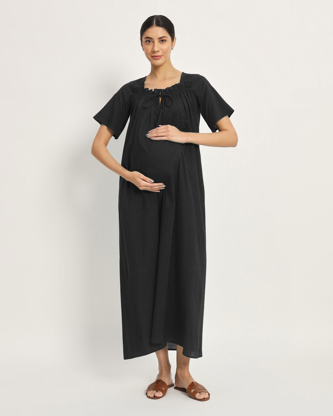 Classic Black Mama's Glow Maternity & Nursing Dress
