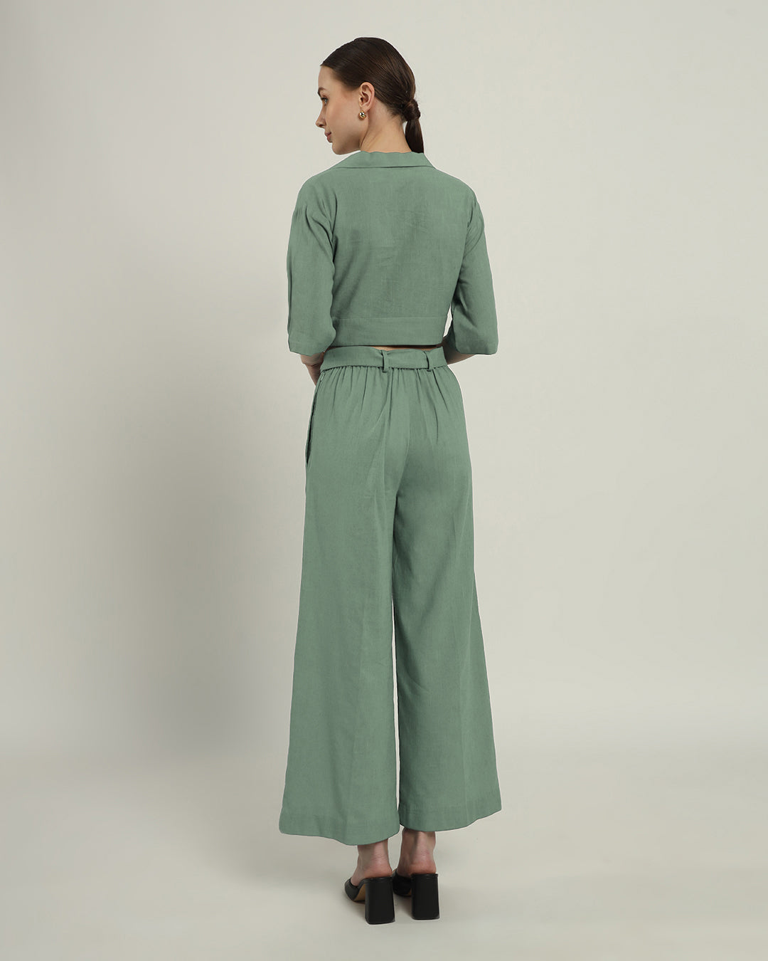 Mint V Graceful Gathers Crop Solid Top (Without Bottoms)