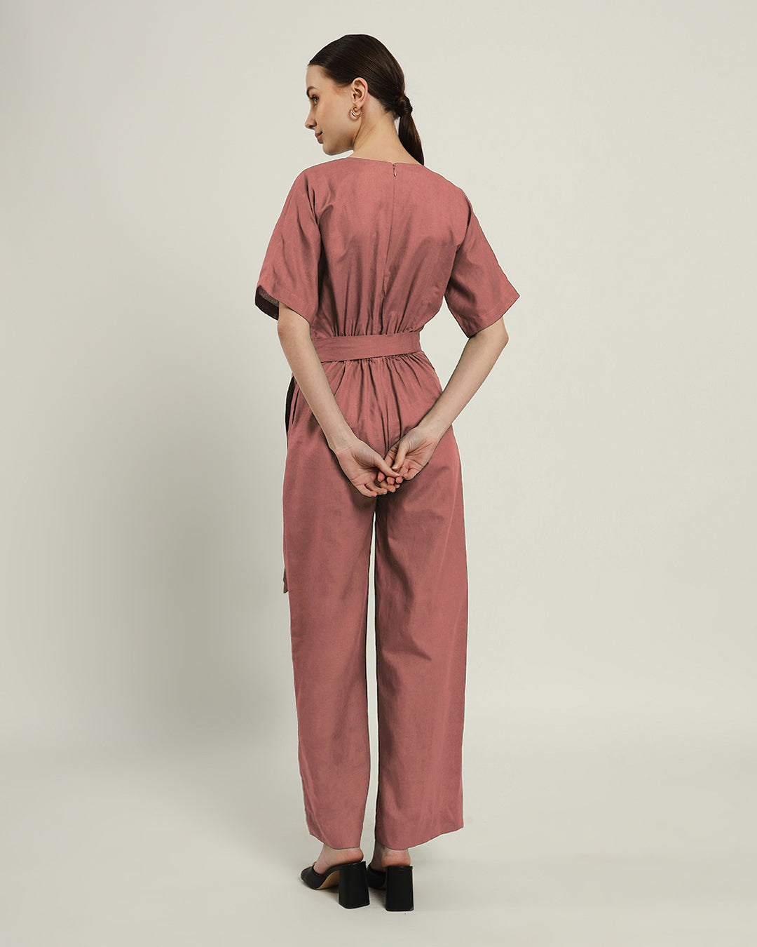 Ivory Pink Sunny Things V Neck Jumpsuit