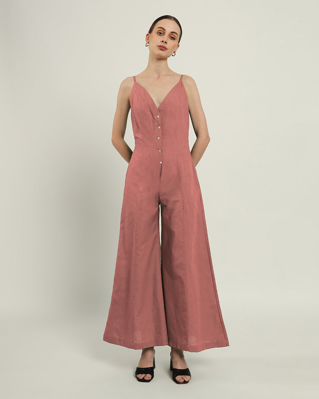 Ivory Pink Midday High Flared Jumpsuit