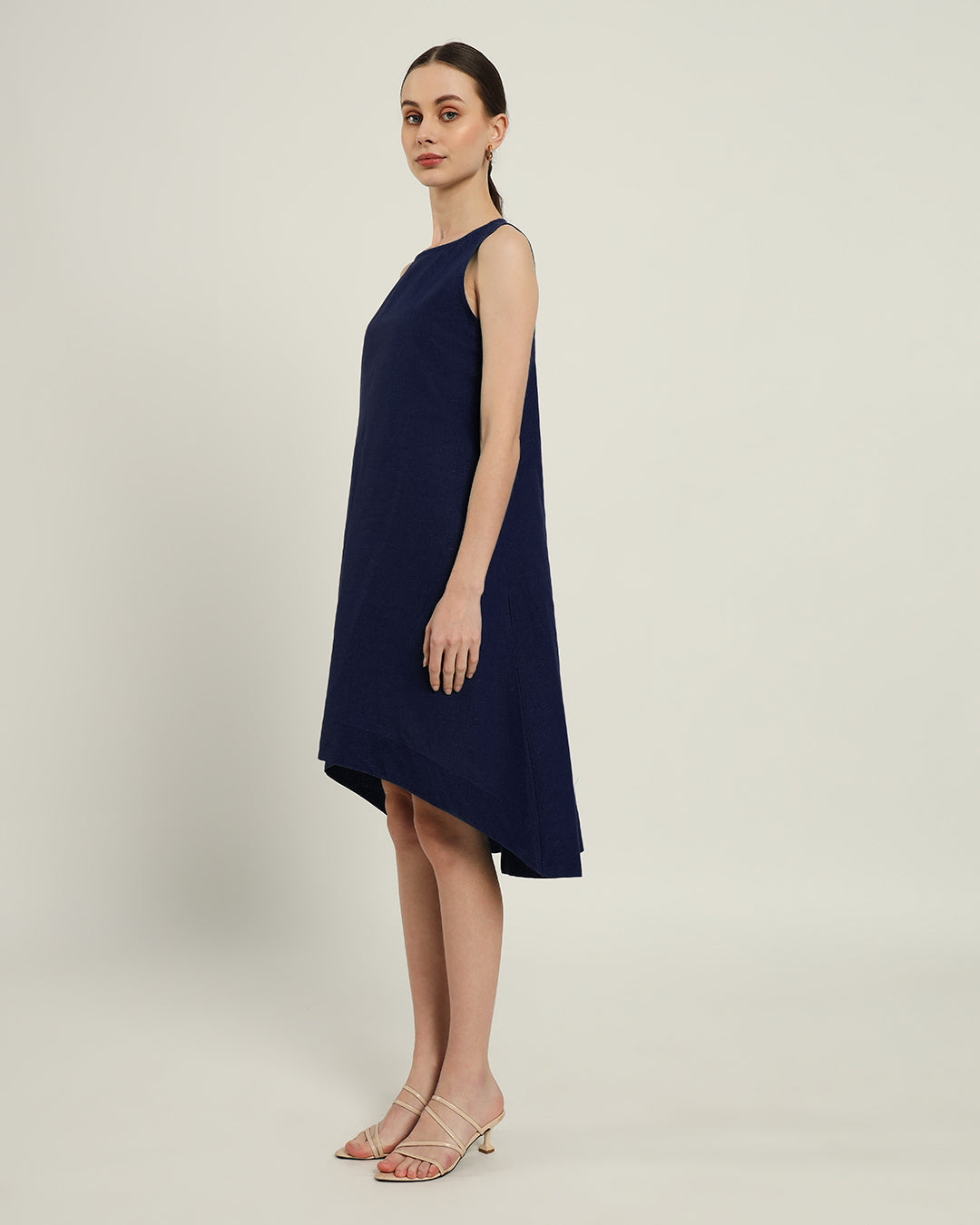 The Odesa Daisy Midnight Blue Linen Dress