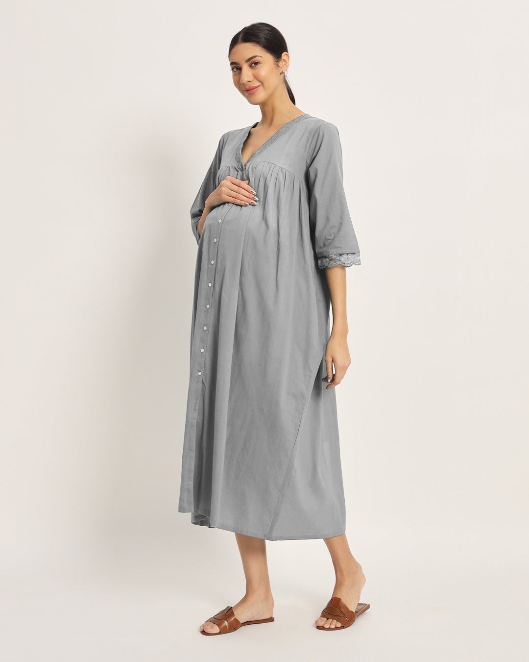 Iced Grey Preggo & Posh Maternity & Nursing Dress