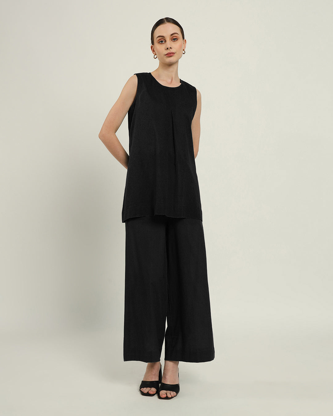 Noir Pleated A Line Top (Without Bottoms)