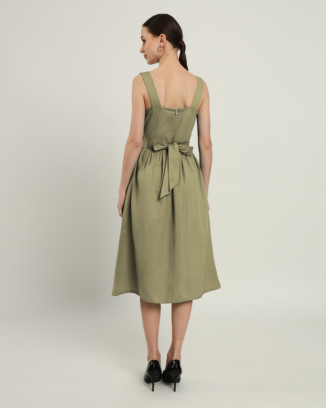 The Mihara Daisy Olive Linen Dress