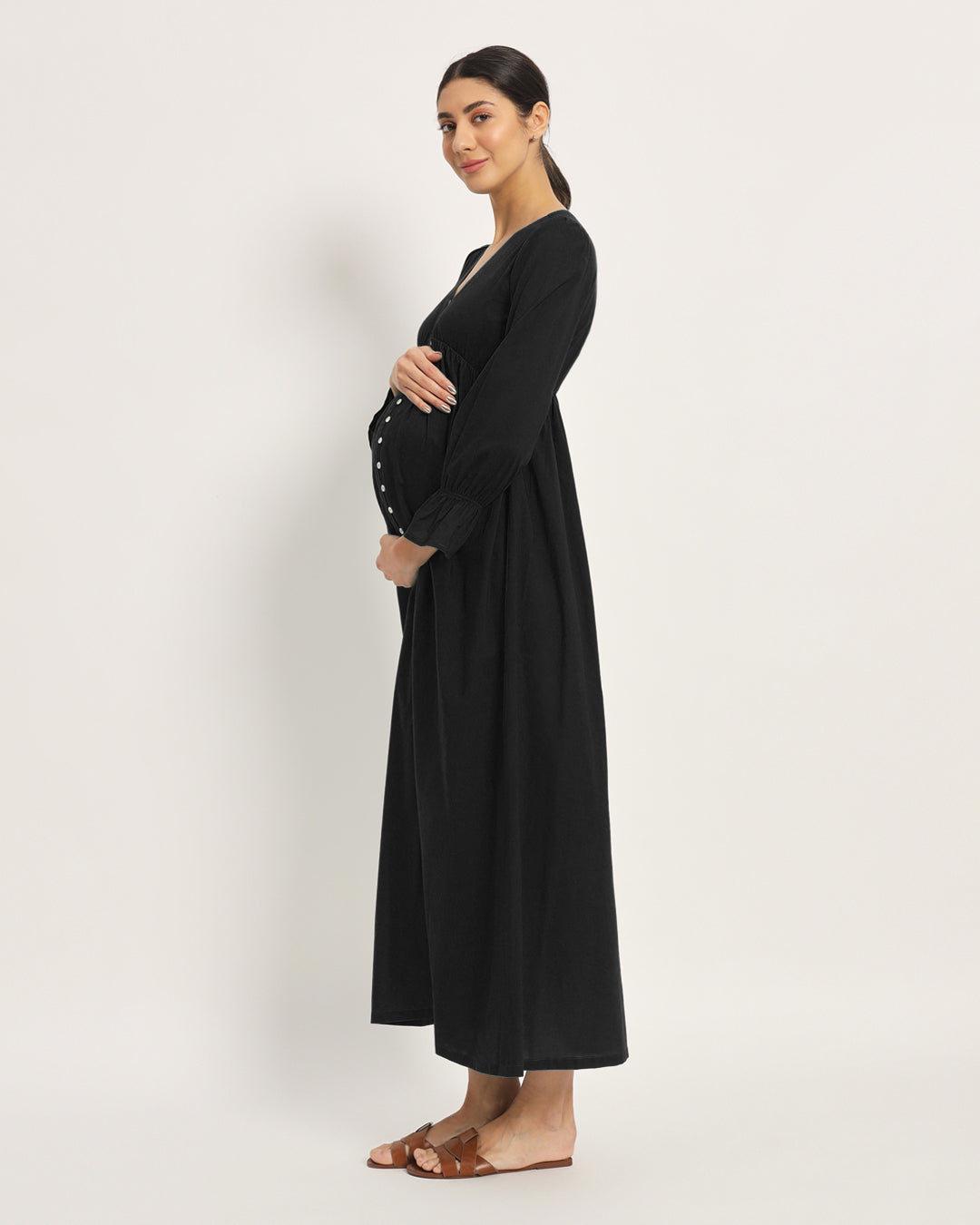 Classic Black Glowing Bellies Maternity & Nursing Dress