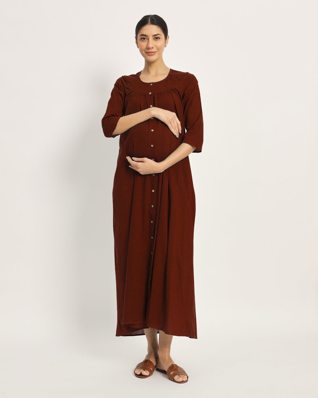 Russet Red Mommy Glow Maternity & Nursing Dress