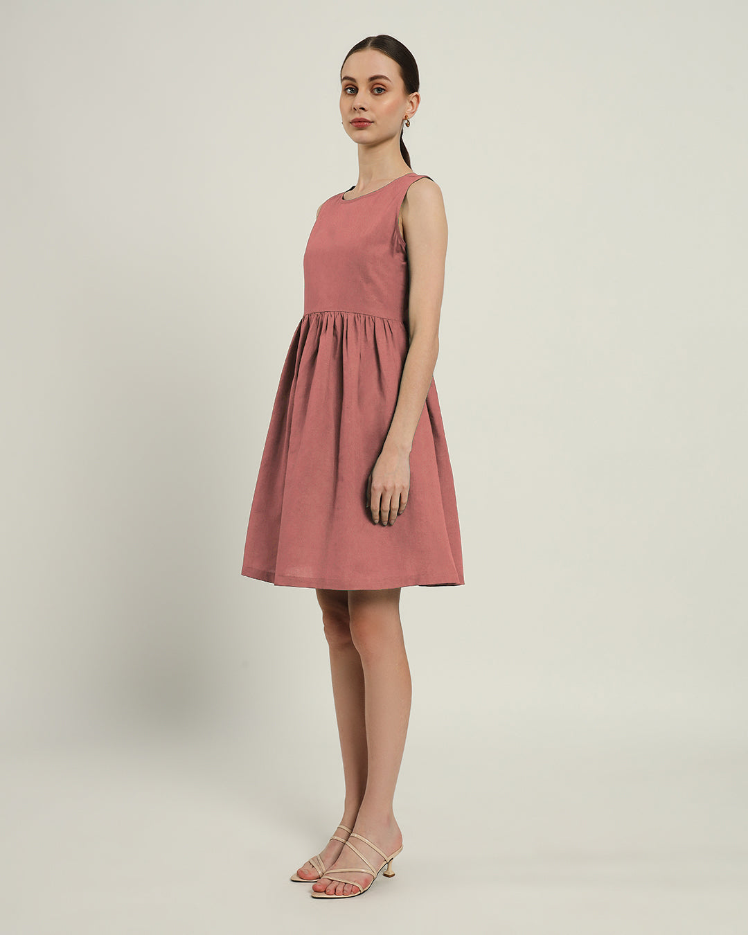 The Chania Ivory Pink Cotton Dress