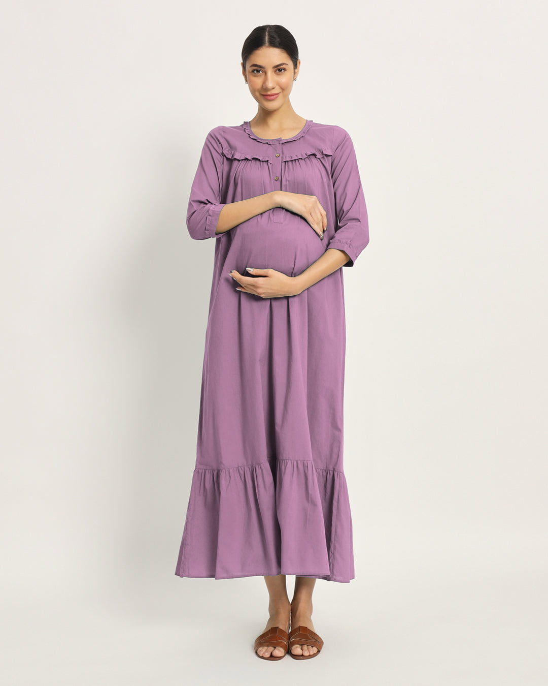 Iris Pink Bella Mama Maternity & Nursing Dress