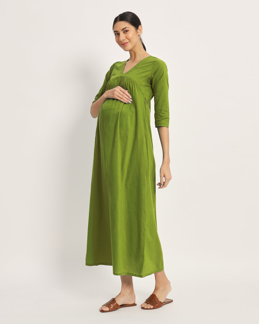 Sage Green Bump Comfort Maternity & Nursing Dress