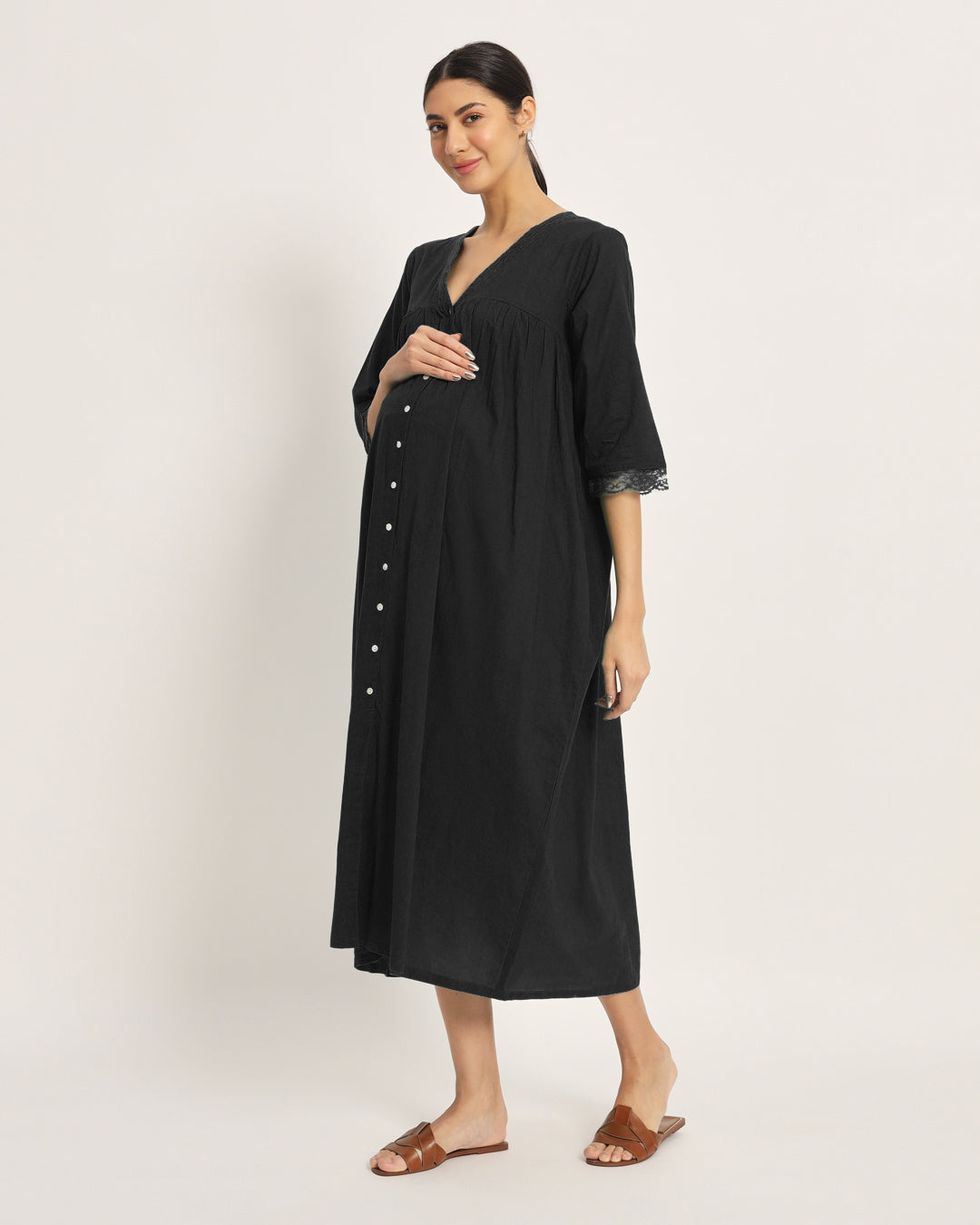 Classic Black Preggo & Posh Maternity & Nursing Dress