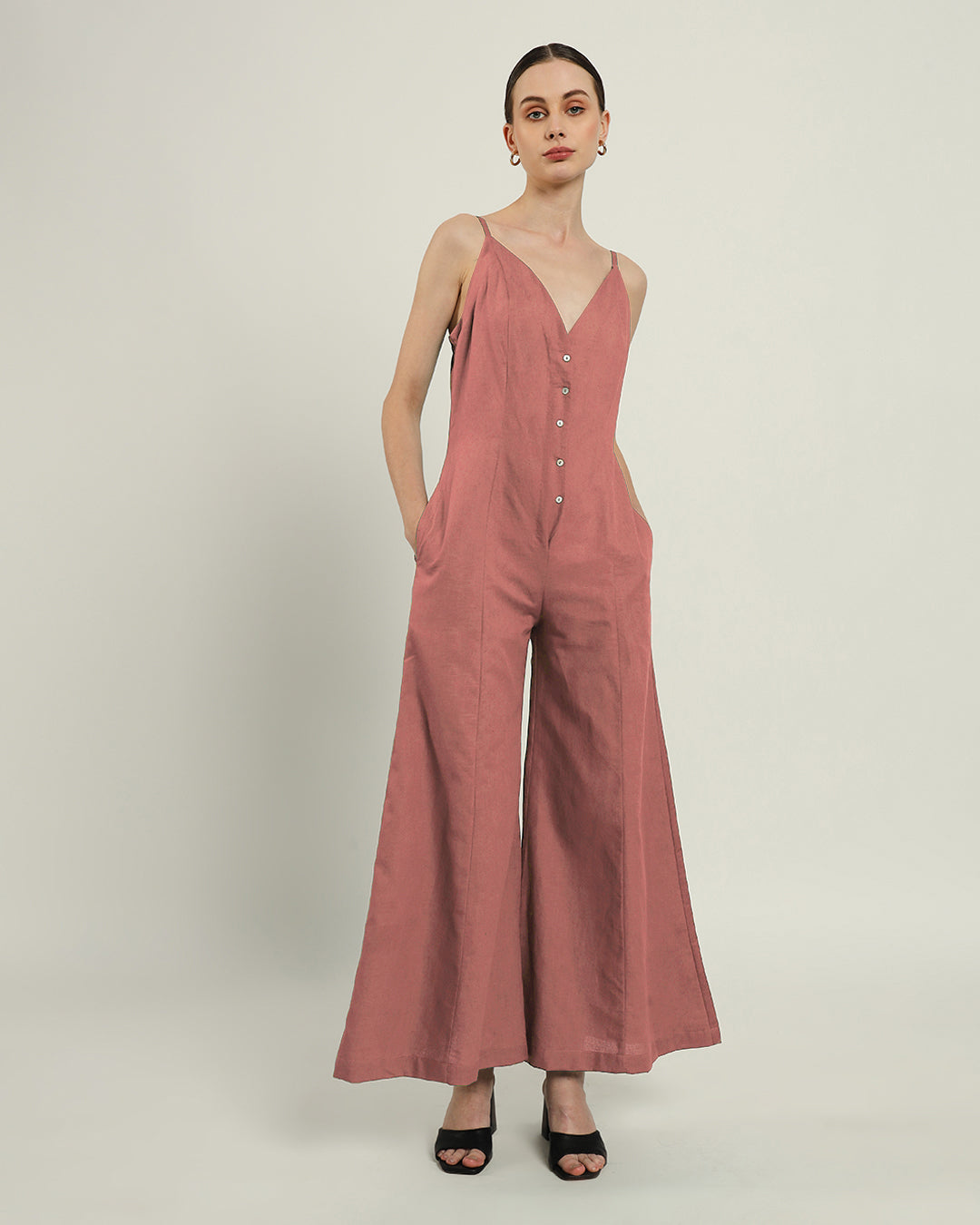 Ivory Pink Midday High Flared Jumpsuit