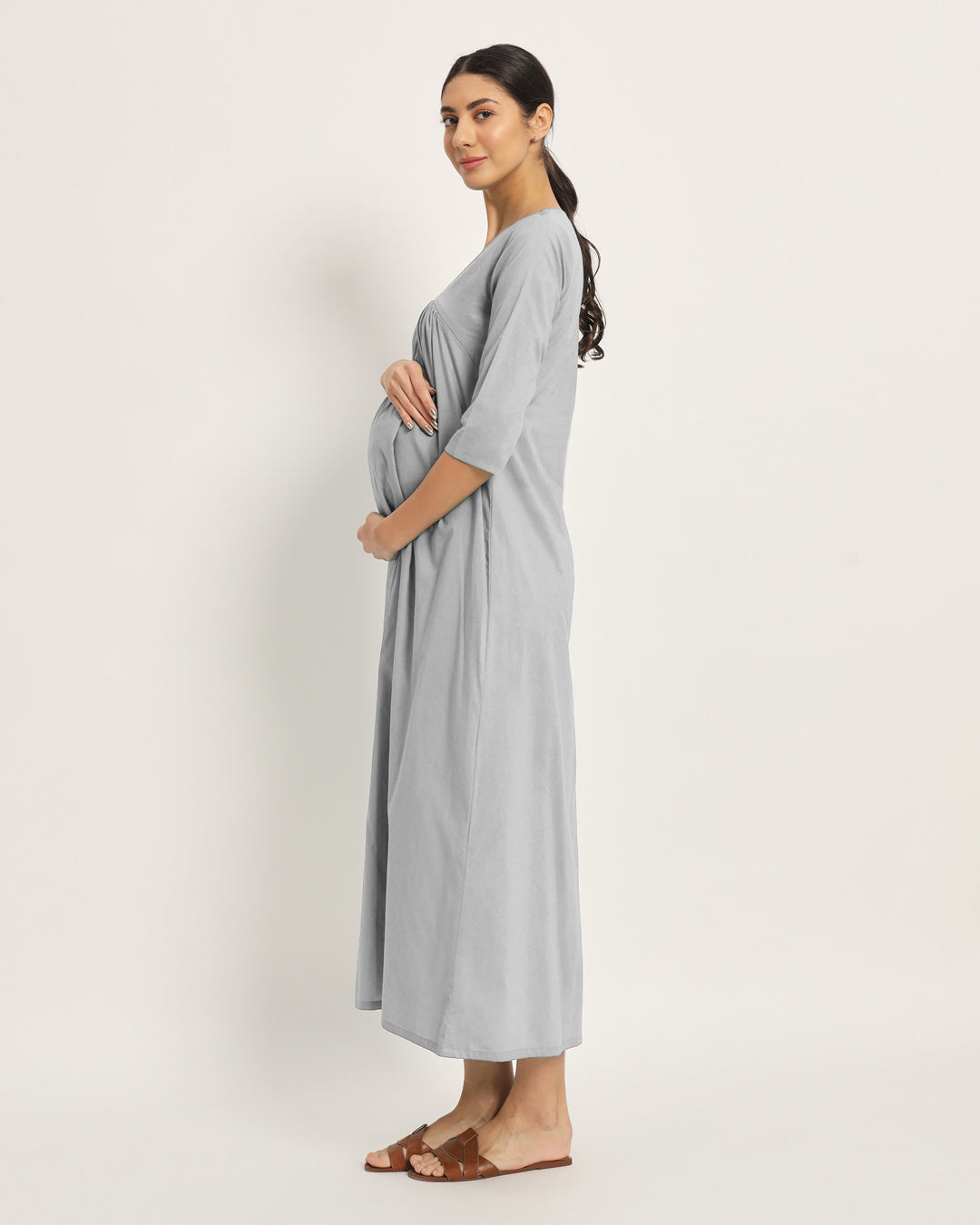 Iced Grey Bump Comfort Maternity & Nursing Dress