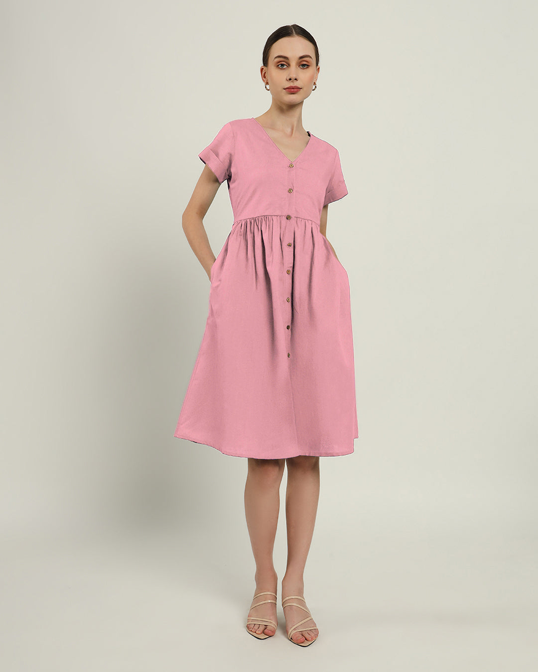 The Valence Fondant Pink Cotton Dress