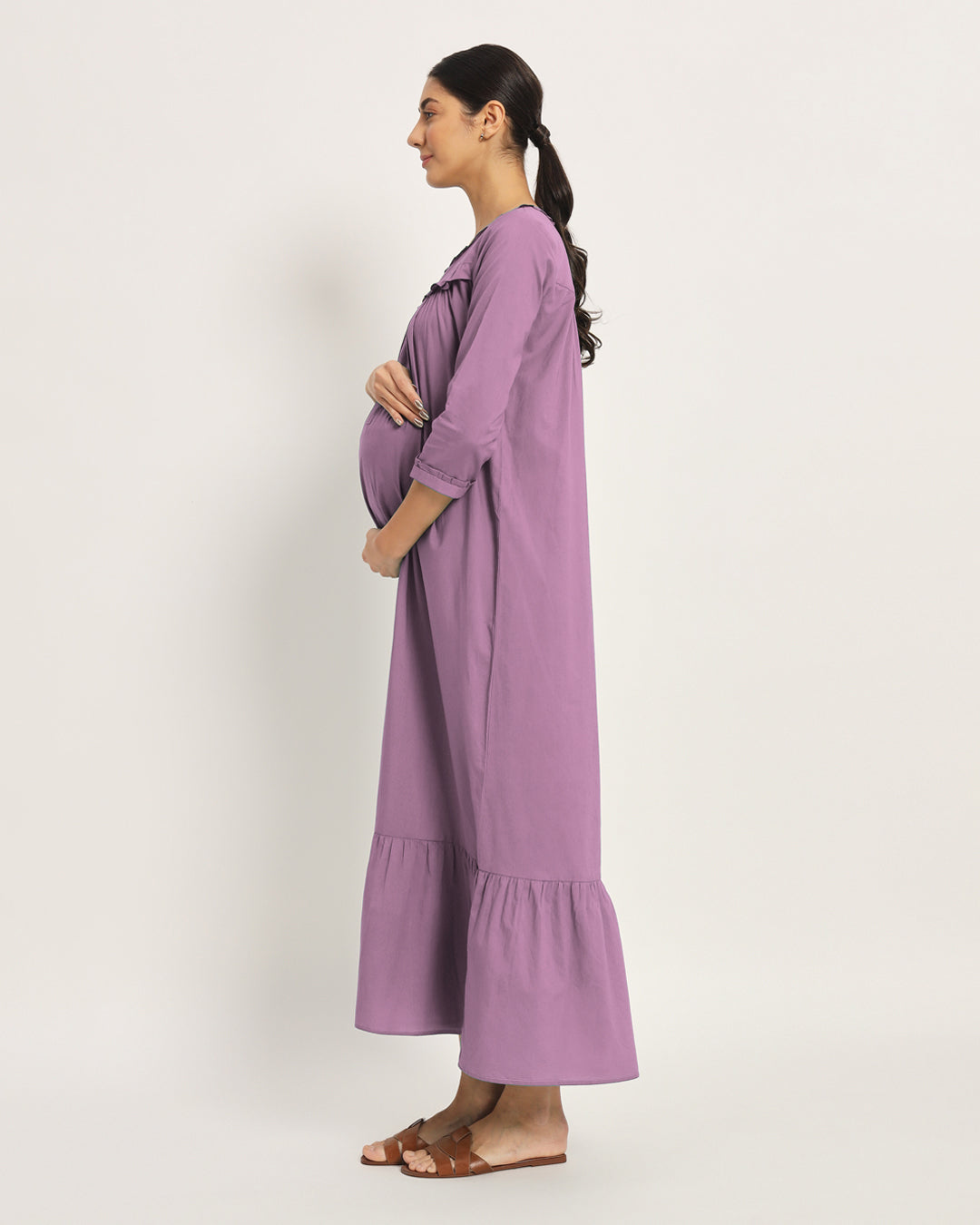 Iris Pink Bella Mama Maternity & Nursing Dress