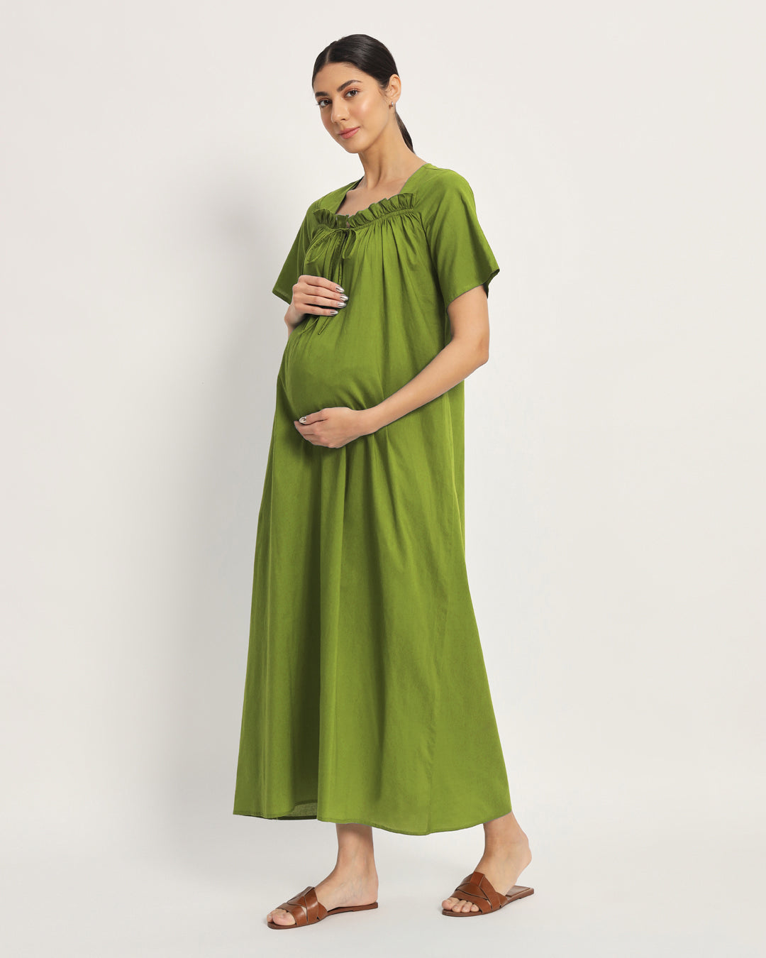 Sage Green Mama's Glow Maternity & Nursing Dress