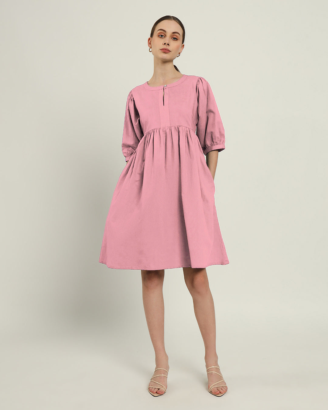 The Aira Fondant Pink Cotton Dress