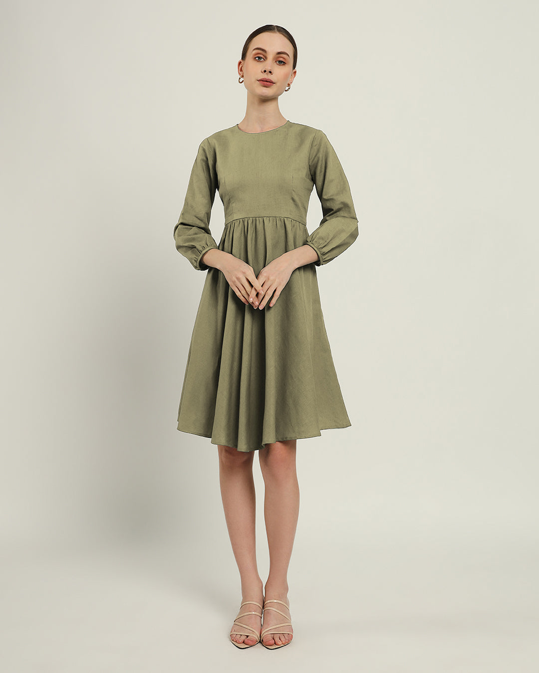 The Exeter Daisy Olive Linen Dress