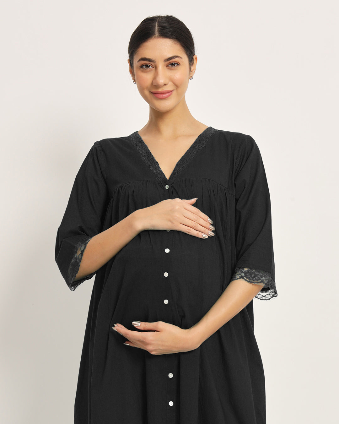 Classic Black Preggo & Posh Maternity & Nursing Dress