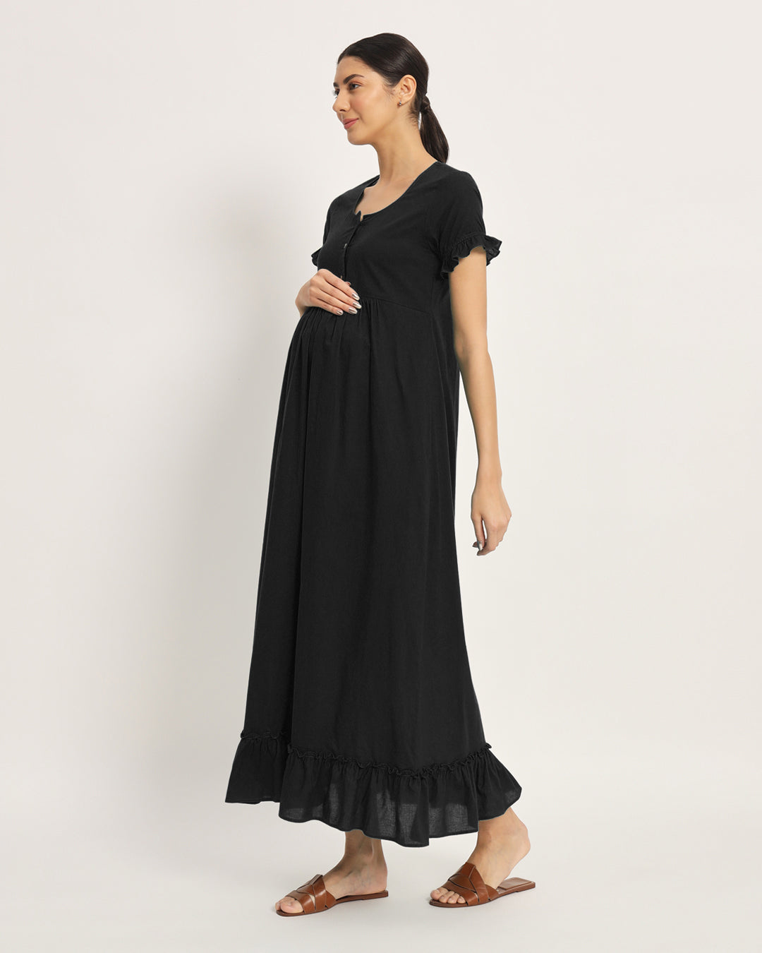 Classic Black Bumpin' & Stylin' Maternity & Nursing Dress