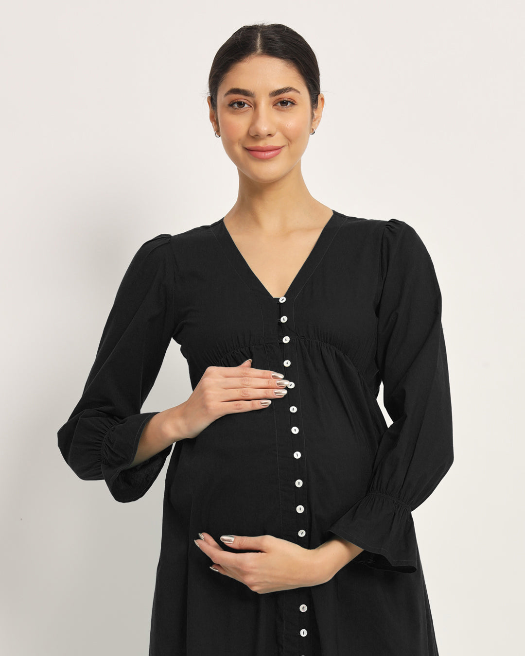 Classic Black Glowing Bellies Maternity & Nursing Dress