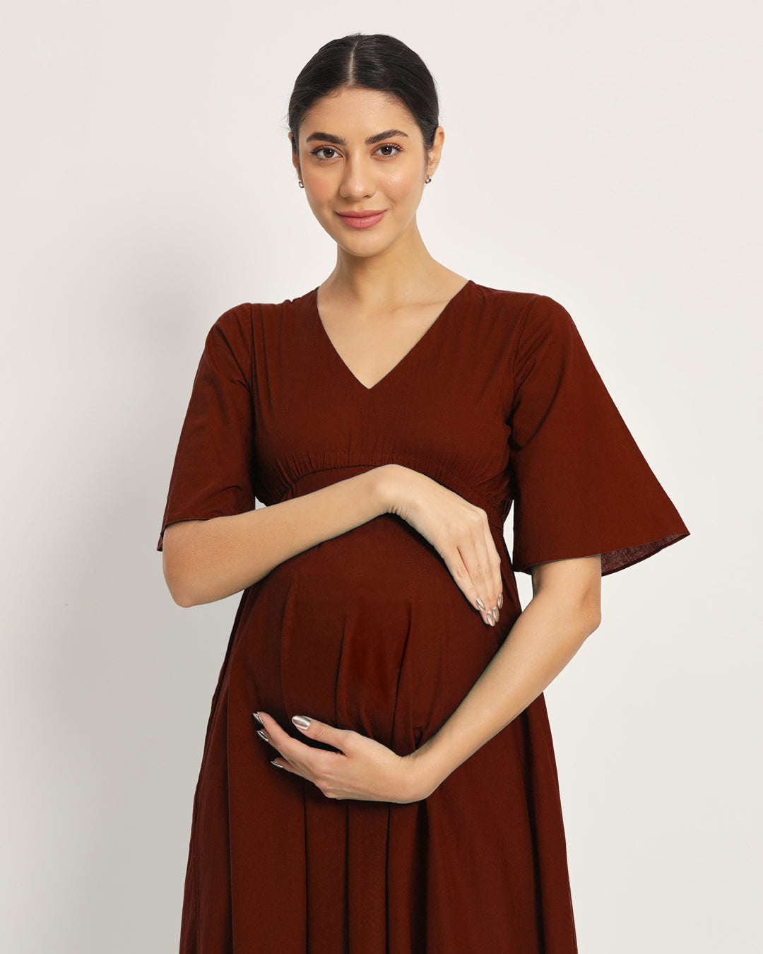 Russet Red Life Bloom Maternity & Nursing Dress
