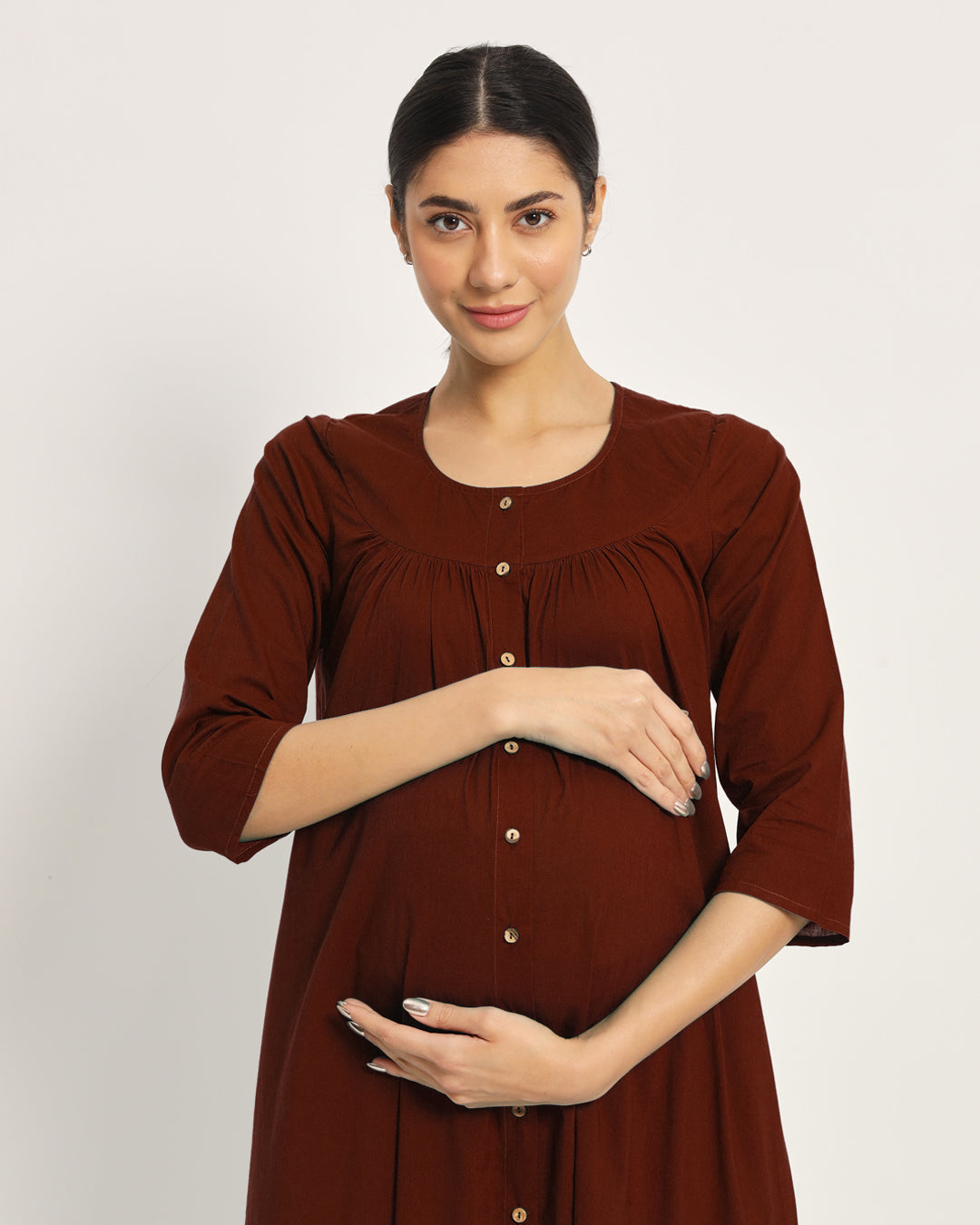 Russet Red Mommy Glow Maternity & Nursing Dress