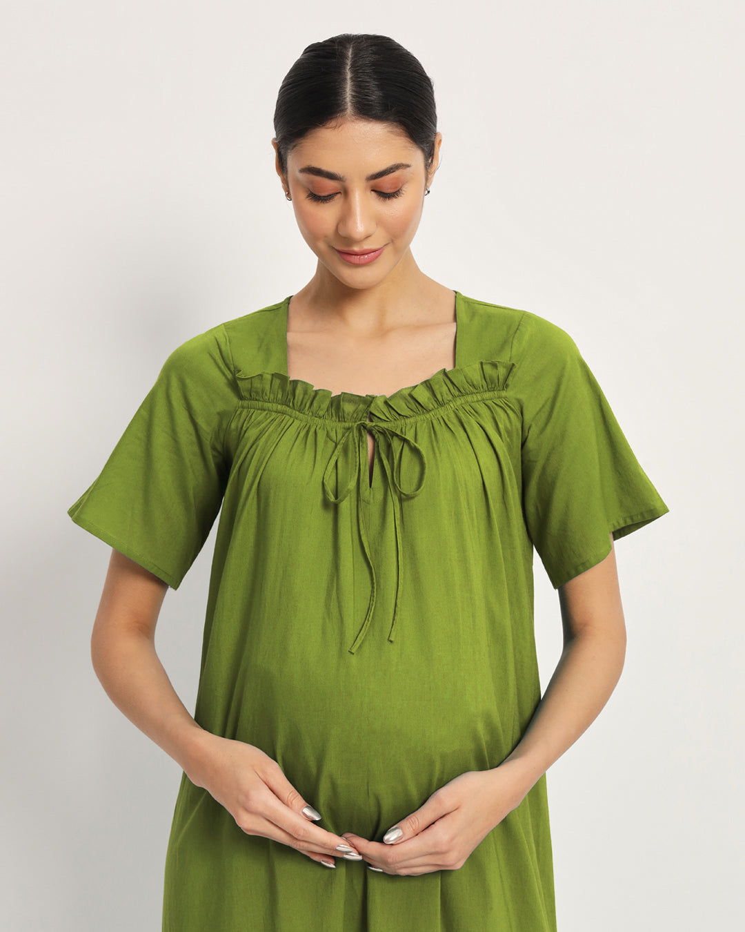 Sage Green Mama's Glow Maternity & Nursing Dress
