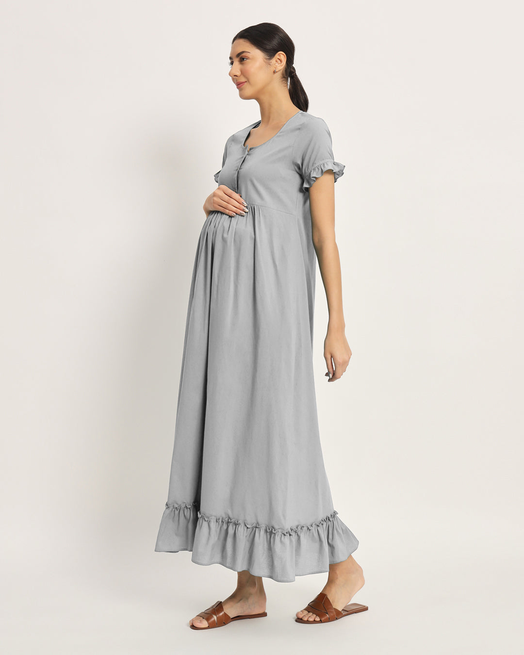 Iced Grey Bumpin' & Stylin' Maternity & Nursing Dress