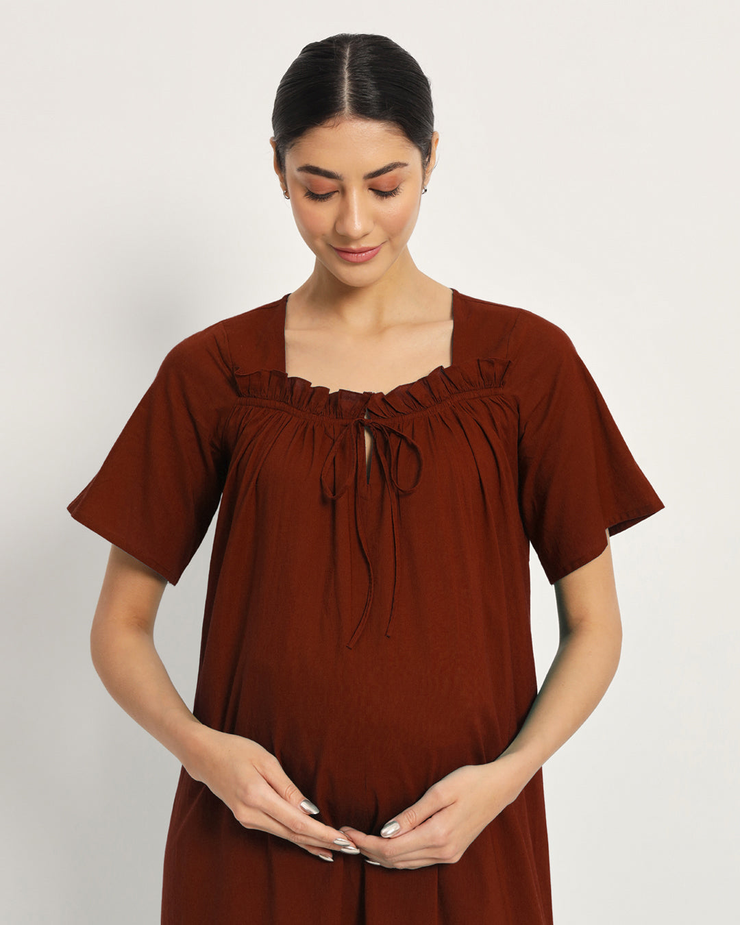 Russet Red Mama's Glow Maternity & Nursing Dress