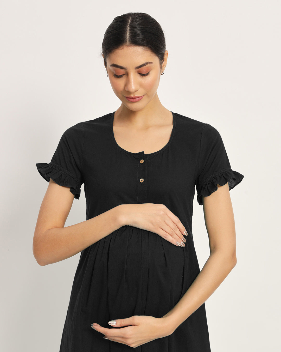 Classic Black Bumpin' & Stylin' Maternity & Nursing Dress