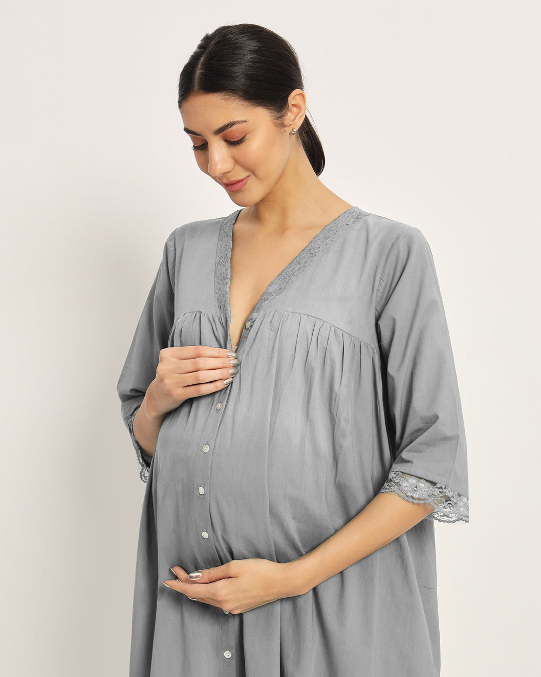 Iced Grey Preggo & Posh Maternity & Nursing Dress