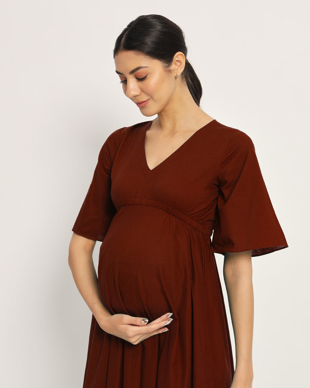Russet Red Life Bloom Maternity & Nursing Dress